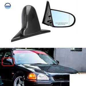 กระจกมองหลังคาร์บอนไฟเบอร์ขายดี พร้อมไฟสีฟ้า สำหรับรถยนต์ฮอนด้า ซีวิค EK <span class=keywords><strong>4</strong></span> ประตู และรุ่น <span class=keywords><strong>EG</strong></span> ปี 1996-2000 - Product Image 1