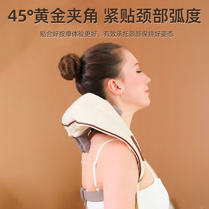 Masseur de cou avec thérapie thermique, rechargeable par USB, pour massage du cou, des épaules et de la colonne cervicale, en cuir PU - Product Image 3