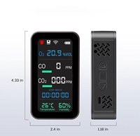 Détecteur de sécurité multifonctionnel pour le camping, moniteur de qualité de l'air 7-en-1 (CO, CO2, O2), testeur de température et d'humidité avec chronomètre pour tente et camping-car