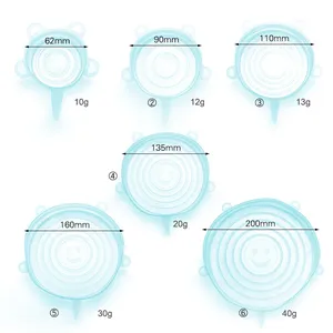 Cubiertas de Silicona para Alimentos, Juego de 6 Piezas, Cubiertas Elásticas para Tazones, Reutilizables, para Frutas y Verduras, Tapas de Grado Alimenticio, Sostenibles - Product Image 2