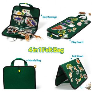 Double-Tier Foldable Felt Flannel Letter Board Educational Toy for Kids Home & Classroom Use Bag Compatible Wall Storage Product - Product Image 3