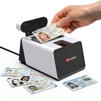 Joyusing Nuevo Lector de Documentos de Viaje, Lector de Tarjetas de Identificación, Licencia de Conducir, Escáner de Pasaportes con Lector de Huellas Dactilares, Códigos QR 2D y Códigos de Barras
