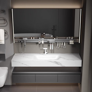 Luxury Modern Lacquer MDF <b>Wall</b>-Mounted Bathroom Vanity Unit with Smart <b>Mirror</b> and Integrated Basin - Product Image 5