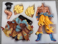 Figura de Anime de 35 cm, Figura de Manga de Dibujos Animados DRAGON BAL, Cabezas Intercambiables, Base con Luces LED, Super Saiyan Goku 2.0, Figura de PVC, Juguetes de Anime, Regalo
