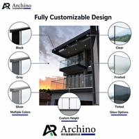 Sistem Railing Kaca Aluminium Baja Tahan Karat Minimalis Modern Bersertifikasi AS2047 Tahan Karat untuk Balkon Aman