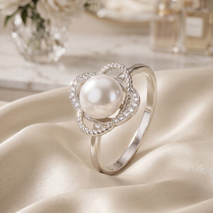 Bague Fleur en Cuivre et Perle d'Eau Douce au Design Original - Bijoux Minimalistes pour Femmes en Gros - Product Image 5