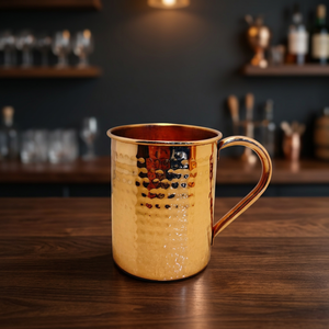 Premium Moscow Mule Copper Mug Handcrafted Hammered Pure Copper Cylindrical Cup with Copper Handle Barware Cocktail Drinkware - Product Image 1