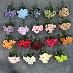 9 Cabezas de Rosas de Seda Artificiales con Núcleo de Espuma, Gran Ramo Decorativo de Flores con Diamantes para Bodas, Flores Artificiales al por Mayor - Product Image 2
