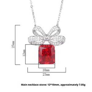 Elegant Dainty <b>Iced</b> <b>Out</b> 10*12mm High Carbon Diamond Jewelry Eco-friendly Copper Bow Pendant Necklace for Women Casual Wear - Product Image 6