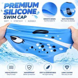 <span class=keywords><strong>Gorro</strong></span> de Natación de Silicona Suave e Impermeable con Diseño de Peces de Dibujos Animados para Niños y Niñas, Ideal para <span class=keywords><strong>Piscina</strong></span>, Playa y Lecciones - Product Image 2