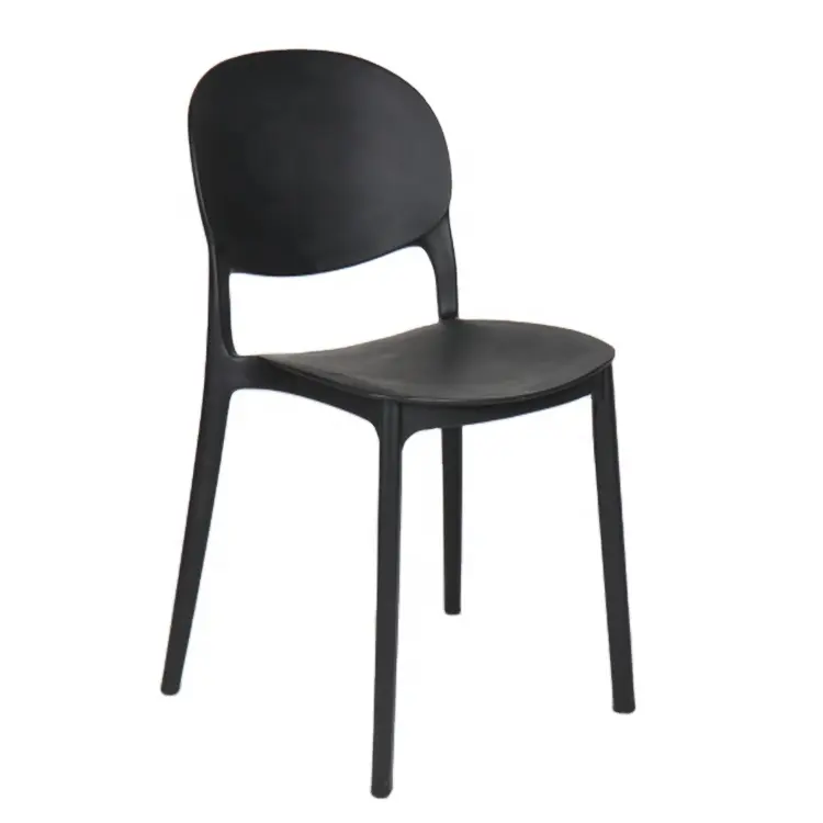 Morden Black sem braços em PP Cadeiras de sala de jantar cadeiras empilháveis de plástico para eventos por atacado de fábrica
