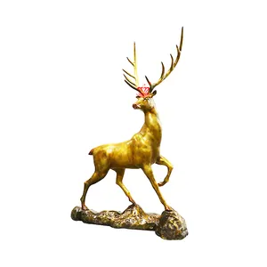 Outdoor Hotel garden lawn ornaments sculpture High Quality Brass Reindeer Deer Statues