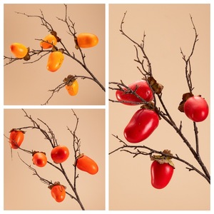 Nouvelle Branche Artificielle de Kaki Rouge en Plastique pour Décoration Intérieure MW10892 - Product Image 3
