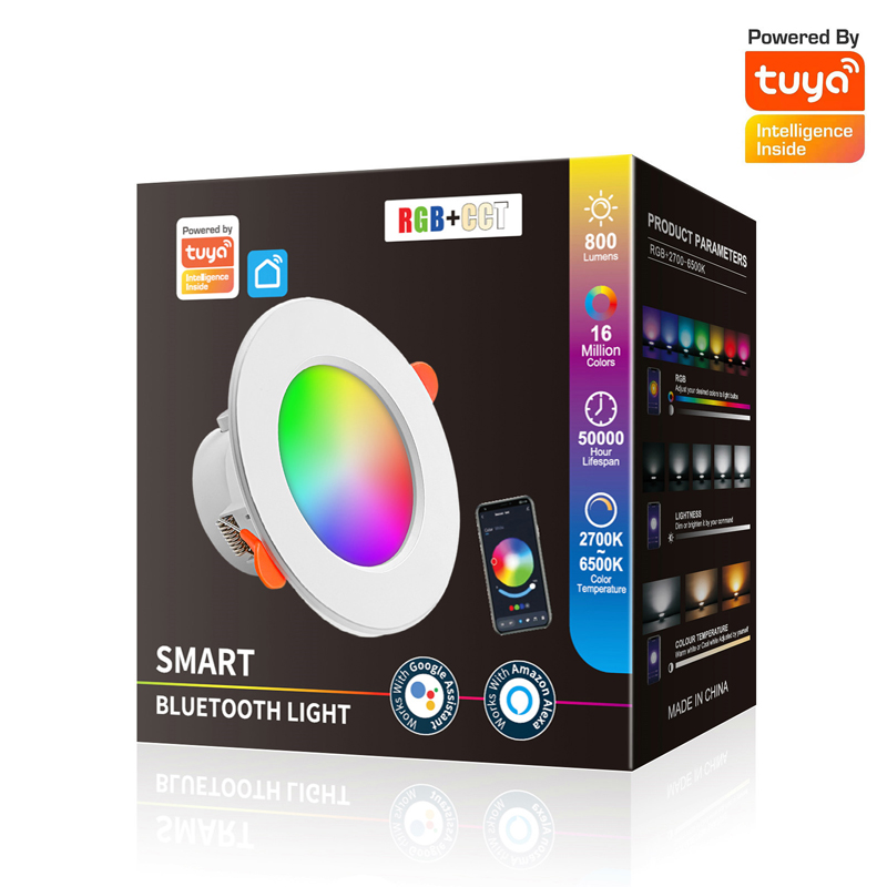 Tuya Bluetooth 10W Downlight полноцветное затемнение с RGB излучающим голосовым управлением Alexa через приложение