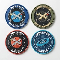 Patch PVC 2D personnalisé, design spatial rond, pour vêtements d'extérieur, casquettes et sacs à dos