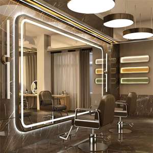 Modern tek taraflı aydınlatma LED berber aynası çevre dostu dikdörtgen cam duvara monte alüminyum çerçeve dokunmatik LED ayna - Product Image 5