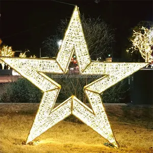 Décoration LED personnalisée, Sculpture en acrylique, Motif étoile géante, décoration de jardin, rue, étoile de noël, en 3D, cm