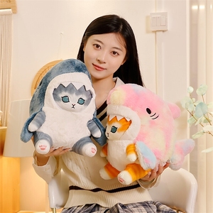 핫 세일 귀여운 부드러운 상어 고양이 카와이 고양이 봉제 완구 다채로운 상어 박제 동물 장난감 어린이 선물 - Product Image 4