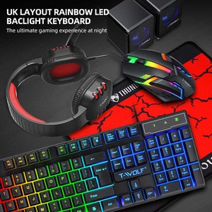 TF850 clavier filaire couleur 5 en 1 souris casque haut-parleur et Pad Combo clavier lumineux de haute qualité USB jeu ensemble de souris - Product Image 3