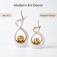 Dropshipping Shopify : Paire de sculptures modernes abstraites en résine effet flamme, décoration de luxe pour salon et meuble TV