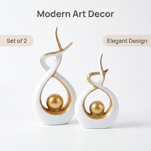 Dropshipping Shopify : Paire de sculptures modernes abstraites en résine effet flamme, décoration de luxe pour salon et meuble TV - Product Image 3