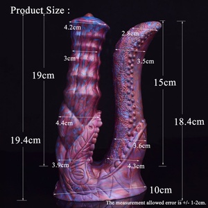 LUUK Colorful Double <b>Dildos</b> Mixed Tongue Lesbian Vagina Anus Monster <b>Dildo</b> with Strong Sucker Sex Toys Two Butt Plug for LGBTQ - Product Image 2