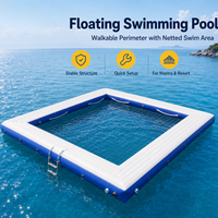 Piscina Inflable Comercial Profunda con Plataforma de Red para Resort, Lago o Club, OEM