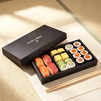 Boîte à sushi personnalisée en gros avec couvercle et base, boîte cadeau en papier alimentaire pour emballage de sushi à emporter, boîte en carton