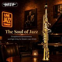 Super Factory OEM Wholesale Cheap Brass Bb Handmade Carving Soprano Saxophone Gold Lacquer Surface Straight
