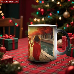 Mug en céramique noir givré 11oz, tasse magique changeant de couleur à la chaleur pour boissons chaudes - Product Image 2