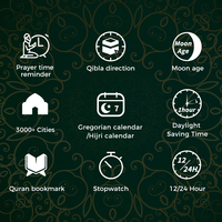 Montre de prière islamique Adhan Fajr Alfajr avec horloge de pèlerinage, Qibla, rétroéclairage, calendrier Hijri, heure de prière musulmane Azan