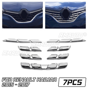 7 piezas para Renault Kadjar 2015 2016 2017, cubierta de rejilla delantera, moldura cromada ABS, adorno protector para el capó, adhesivo. - Product Image 1