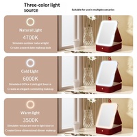 Mini trousse de maquillage portable pliable avec miroir simple face éclairé par LED, sac de rangement compact pour cosmétiques, idéal pour sac à main et voyage, maquillage rapide