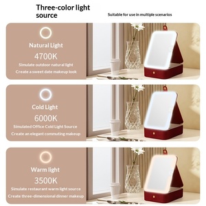 Mini Portable Foldable <strong>Makeup</strong> Case LED Lighted Single-Sided <strong>Mirror</strong> Compact Cosmetic Storage Bag for Purse Travel Quick <strong>Makeup</strong> - Product Image 6