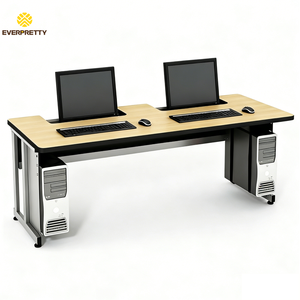 Bureau d'ordinateur scolaire moderne <span class=keywords><strong>pour</strong></span> <span class=keywords><strong>laboratoire</strong></span>/salle informatique, table <span class=keywords><strong>en</strong></span> bois à double poste <span class=keywords><strong>pour</strong></span> étudiants avec support <span class=keywords><strong>pour</strong></span> unité centrale et plateau <span class=keywords><strong>pour</strong></span> clavier - Product Image 3
