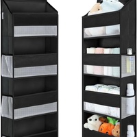 Étagère de rangement pliable à suspendre à la porte de la garde-robe, avec poches latérales en filet, 4 niveaux, sacs de rangement en tissu pour couches et jouets (logo personnalisable)