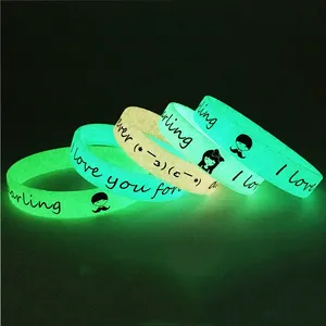 Sports Decorative Glow In Silicone Wristband Cartoon Printed Silicone Bracelet Custom Luminous Silicone Wristband