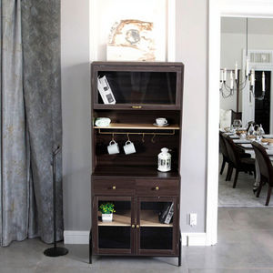 Современный Классический роскошный черный шкаф-буфет комплект элегантный дисплей высокий дизайн антикварные обеденные шкафы из деревянного материала - Product Image 3