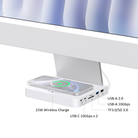 Base de Conexión USB C 7 en 1, Accesorios para iMac de 24 Pulgadas 2021-2024, Hub de 10 Gbps, Lector de Tarjetas SD y TF, Adaptador de Carga Inalámbrica