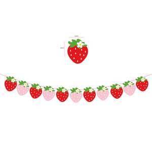 Xingyun Strawberry Number <b>Banner</b> 1-12 Birthday Party Decorations Diy Flag With Heart Shape Red Color - Product Image 3