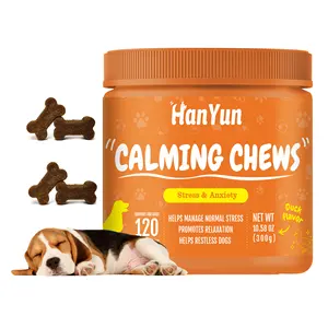 Hanyun อาหารเสริมสัตว์เลี้ยงที่ทำให้สงบลงมีตะ Stress120สินค้าตราส่วนสินค้าตราเอกชนที่ทำให้สุนัขสงบและแมวคลายเครียด
