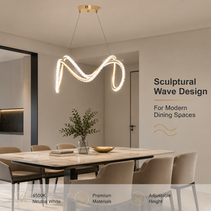 Modern Metal Chandelier Adjustable Height Tricolor <b>Led</b> Gold Finish Acrylic Shade For Dining Room Living Room Home Decor - Product Image 2