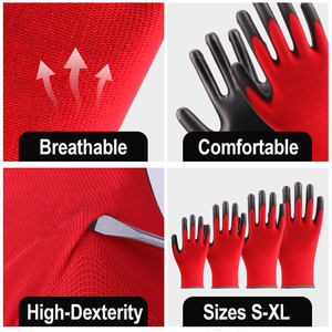 XINGYU Hombres <span class=keywords><strong>13g</strong></span> Poliéster <span class=keywords><strong>PU</strong></span> Recubierto Construcción Grden Guantes Antideslizantes PARA EL Trabajo Guantes de Trabajo de Seguridad de Color Rojo - Product Image 4