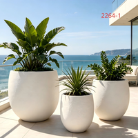 3Pcs Set Pot Tanaman Bentuk Telur Grosir Minimalis Custom Pot Bunga Lantai Besar untuk Dekorasi Ruang Tamu Rumah Taman