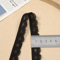 Bordure élastique en dentelle festonnée brodée de fleurs 3D décoratives, largeur 2,0 cm, polyester/nylon, pour accessoires vestimentaires, robes, chapeaux
