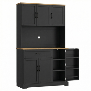 Meuble <span class=keywords><strong>de</strong></span> rangement <span class=keywords><strong>de</strong></span> cuisine, buffet, armoire <span class=keywords><strong>de</strong></span> rangement, meuble <span class=keywords><strong>de</strong></span> cuisine avec multiprise, éclairage <span class=keywords><strong>LED</strong></span> et étagère à épices - Product Image 1