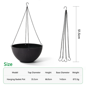 Pot de fleurs suspendu <span class=keywords><strong>en</strong></span> résine tressée, design respirant et durable, style balai vert, jardinière vintage pour bonsaï - Product Image 4