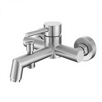 Robinet de douche monocommande en acier inoxydable 304 brossé contemporain pour usage hôtelier