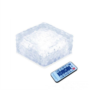 Lampe solaire à LED pour sol, grande taille, effet brique de glace, RGB, télécommande, étanche, 10 cm, pour encastrer dans le sol - Product Image 1