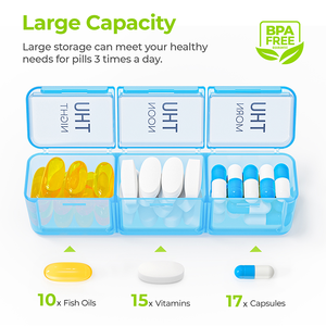 Boîte à pilules réutilisable, lavable, sécurisée, grande capacité, en PP et silicone, pour organiser les petits médicaments - Product Image 2